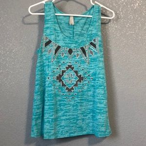 Blue/Teal Tank Top with Decals